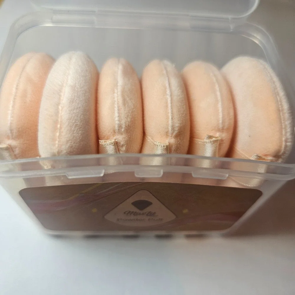 Miss Lil 6-Piece Powder Puff Make-up Set Peach cream NIB